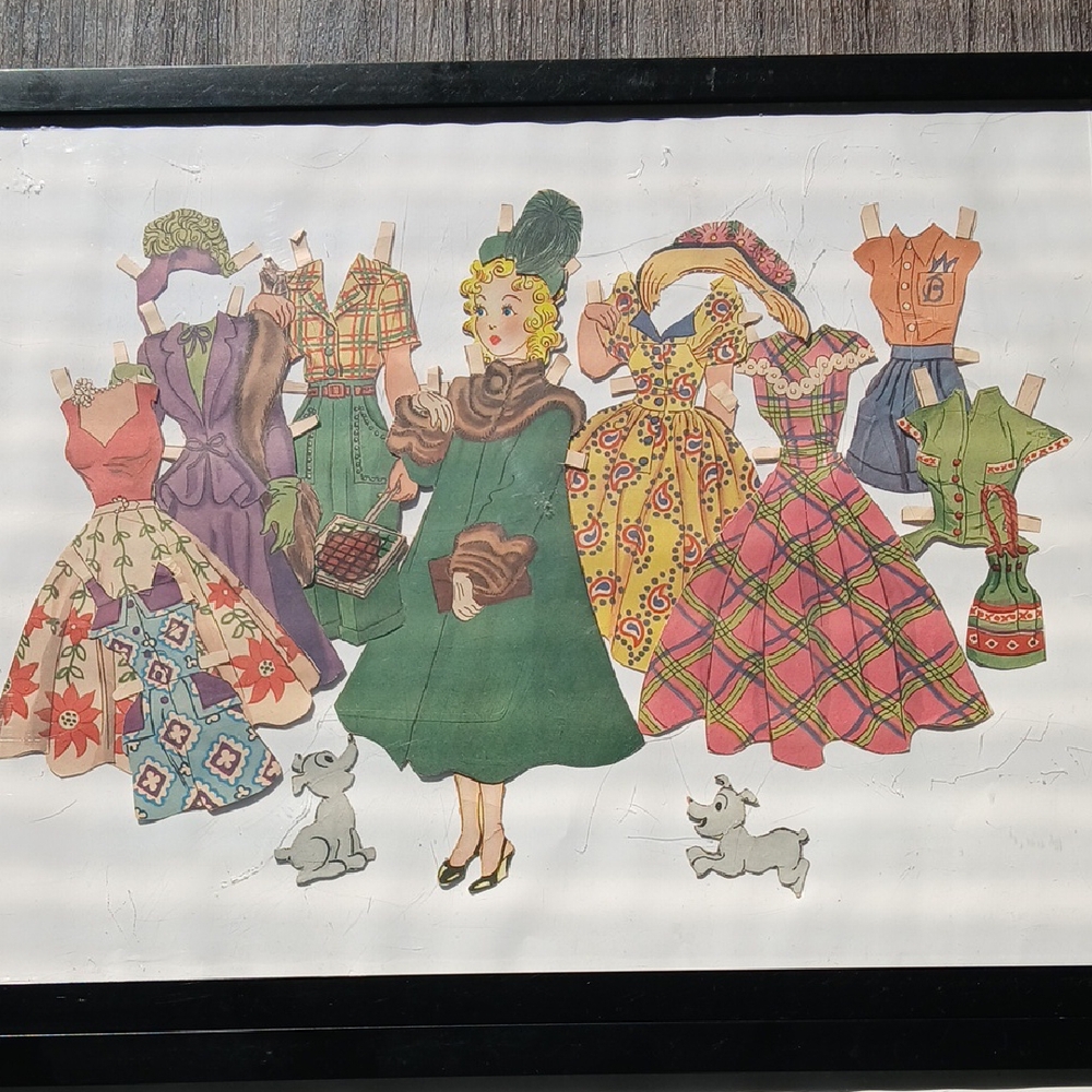 Vintage Fashion Paper Doll Art Print